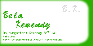 bela kemendy business card